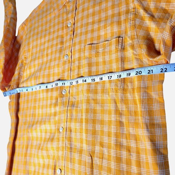 2 Henry Cottons Men's Linen Plaid Dress Shirts Sz Small Tall Blue Orange Easter - Picture 13 of 16